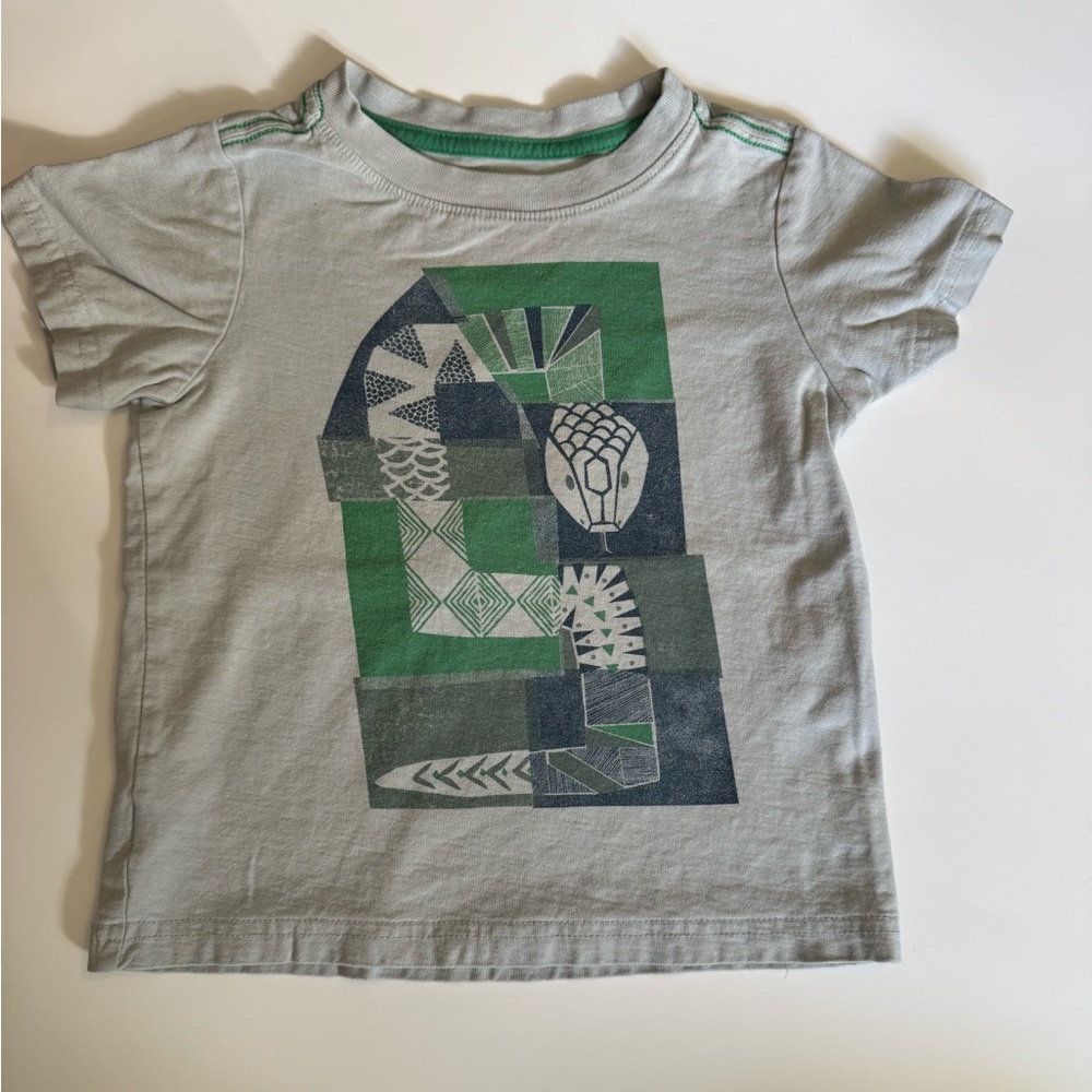 Tea Collection Size 3 3t Grey Gray Short Sleeve T-Shirt Snake Animal Reptile